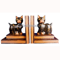 Wooden Bookends Cat, Set Of 2