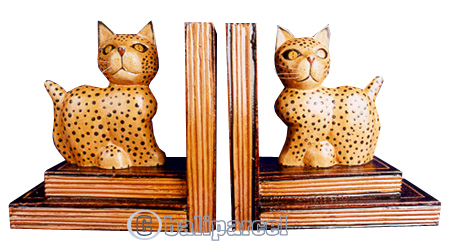 Wooden Bookends Cat, Set Of 2