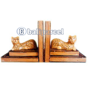 Wooden Bookends Cat, Set Of 2