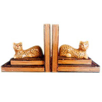 Wooden Bookends Cat, Set Of 2