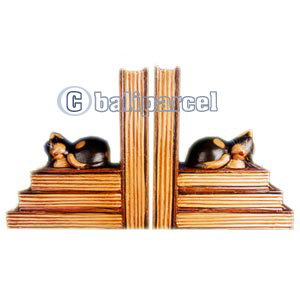 Wooden Bookends Cat, Set Of 2
