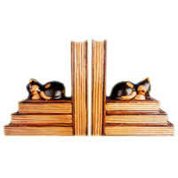 Wooden Bookends Cat, Set Of 2