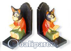Wooden Bookends Cat, Set Of 2