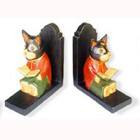 Wooden Bookends Cat, Set Of 2
