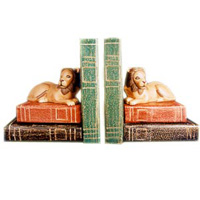 Wooden Bookends Lion, Set Of 2