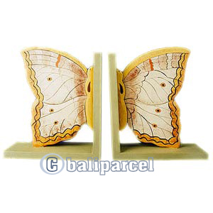 Wooden Bookends Batterfly, Set Of 2