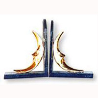 Wooden Bookends Sun & Moon, Set Of 2