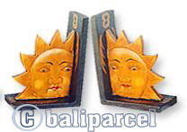 Wooden Bookends Sun & Moon, Set Of 2