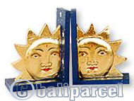 Wooden Bookends Sun & Moon, Set Of 2