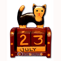 Calendar With Cat, Hadmade From Albesia Wood
