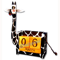 Calendar With Zebra, Hadmade From Albesia Wood