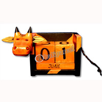 Calendar With Pig, Hadmade From Albesia Wood