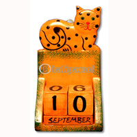 Calendar With Cat, Hadmade From Albesia Wood