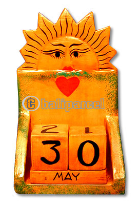 Calendar With Cat, Hadmade From Albesia Wood