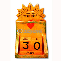 Calendar With Cat, Hadmade From Albesia Wood