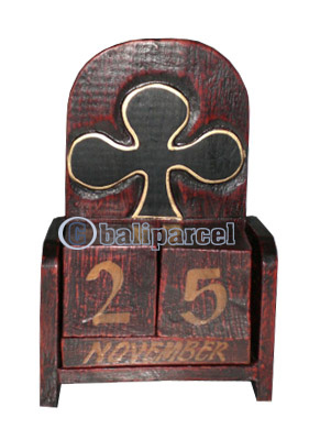 Atique Calendar, Hadmade From Albesia Wood