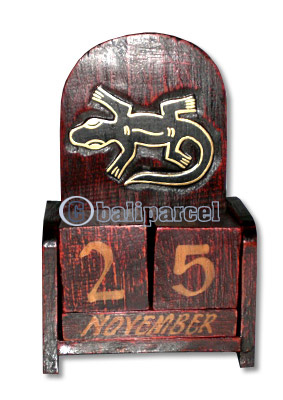 Atique Calendar, Hadmade From Albesia Wood