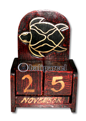 Atique Calendar, Hadmade From Albesia Wood
