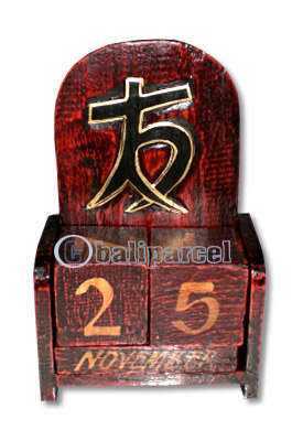 Atique Calendar, Hadmade From Albesia Wood