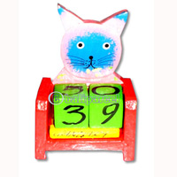 Calendar With Cat, Hadmade From Albesia Wood