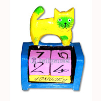Calendar With Cat, Hadmade From Albesia Wood