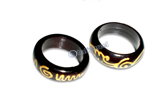 Wooden Ring, Handmade From Sono Wood With Handpainted.