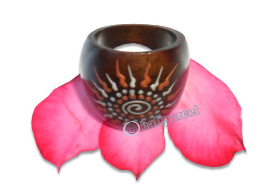 Wooden Ring, Handmade From Sono Wood With Handpainted.