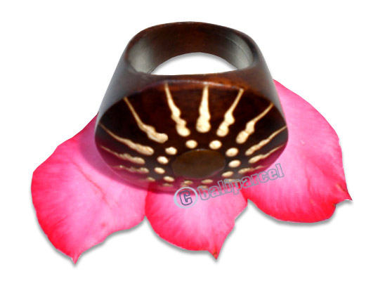 Wooden Ring, Handmade From Sono Wood With Handpainted.
