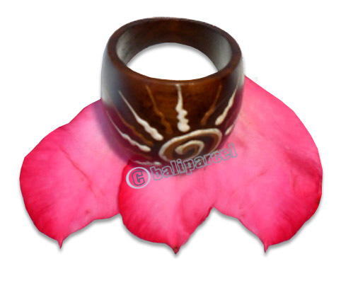 Wooden Ring, Handmade From Sono Wood With Handpainted.