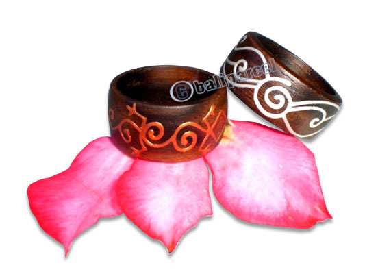 Wooden Ring, Handmade From Sono Wood With Handpainted.