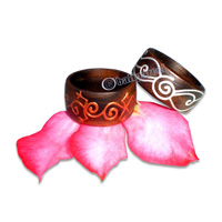 Wooden Ring, Handmade From Sono Wood With Handpainted.