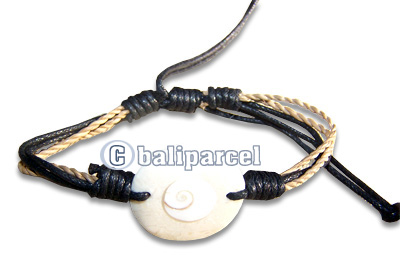 Bracelet, Cotton String With Coral Inlaid With Shiva Eye.