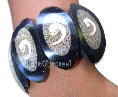Bracelet, Handmade From Resin And Coral Inlaid With Shiva Eye.