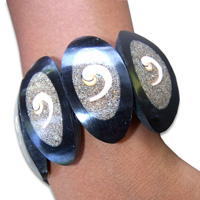 Bracelet, Handmade From Resin And Coral Inlaid With Shiva Eye.