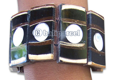 Bracelet, Handmade From Resin And Coconut Inlaid With Shiva Eye.