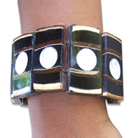 Bracelet, Handmade From Resin And Coconut Inlaid With Shiva Eye.