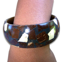 Bracelet, Handmade From Resin Inlaid With Coconut.