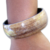 Bracelet, Handmade From Resin Inlaid With Banana Leaf.