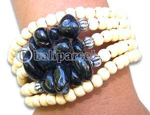 Bracelet, Handmade From Glassbead And Stone.