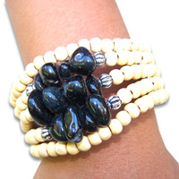 Bracelet, Handmade From Glassbead And Stone.