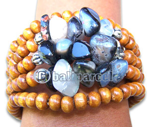 Bracelet, Handmade From Glassbead And Stone.