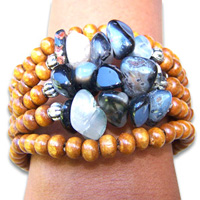 Bracelet, Handmade From Glassbead And Stone.
