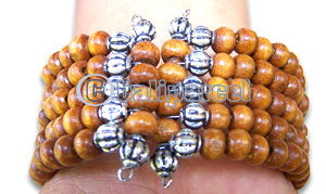 Bracelet, Handmade From Wooden Bead And Stone.
