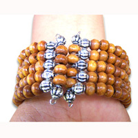 Bracelet, Handmade From Wooden Bead And Stone.