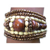 Bracelet, Handmade From Glassbead And Wooden Bead.
