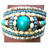 Bracelet, Handmade From Glassbead And Wooden Bead.