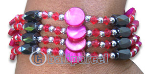 Bracelet, Handmade From Glassbead And Resin.