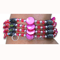 Bracelet, Handmade From Glassbead And Resin.