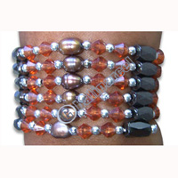 Bracelet, Handmade From Glassbead And Resin.