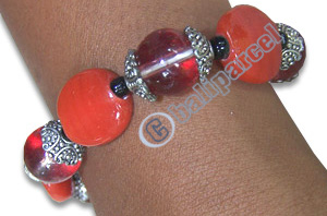 Bracelet, Handmade From Glassbead And Resin.